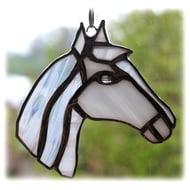 Horse Suncatcher Stained Glass Horsehead White - Folksy
