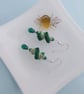Emerald Green and Silver Spiral Beaded Drop Earrings - Image 3