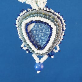 Checkers Beach Ceramic Beaded Pendant