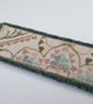 Textile bookmark - aqua green embroidered curtain, wool and velvet fabrics - Image 9