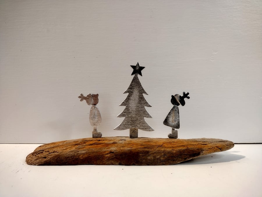 Two Children and Christmas Tree