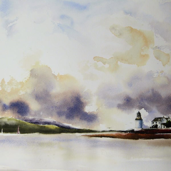 Corran Lighthouse, Original Watercolour Painting.