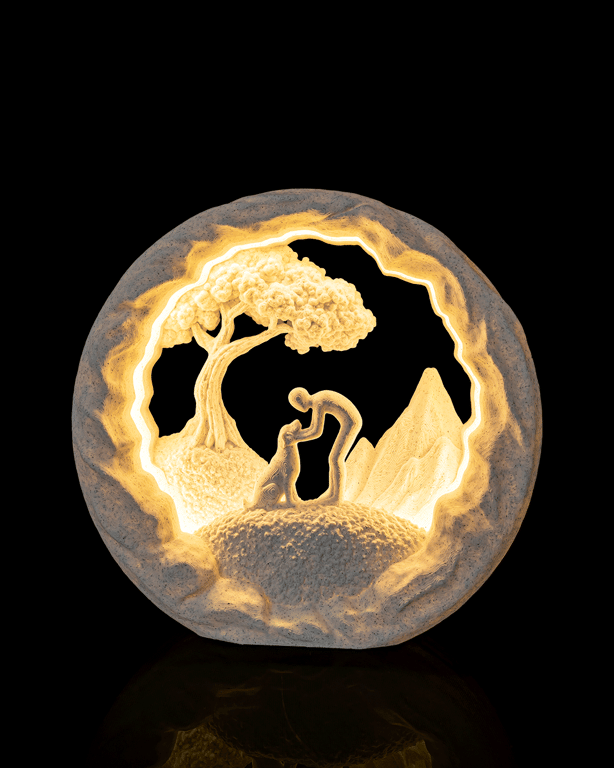 3D Printed Dog Lover Table Lamp – Warm Silhouette Light, Pet Memorial Décor