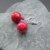 Pink Terra Jasper Silver plated Drop Earrings