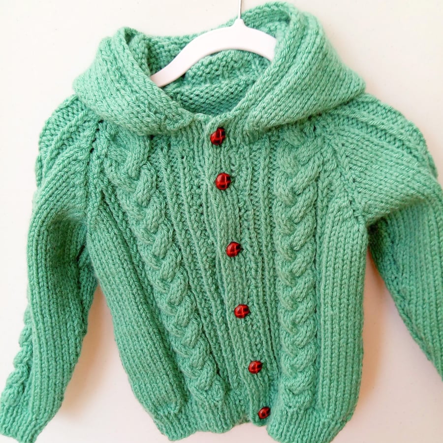 Baby's Cabled Hooded Jacket, Knitted Children's Clothes, Gift Ideas for Children
