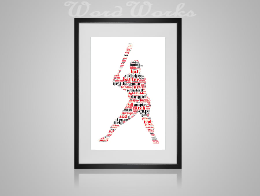 Personalised Baseball Design Word Art Gifts 