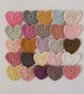  25 Handmade Crochet Hearts Multi-Coloured Mix Small Craft Embellishments