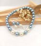 Lagoon Blue & Buttermilk Pearl Wedding Jewellery Set, Handmade Bridal Gift Boxed