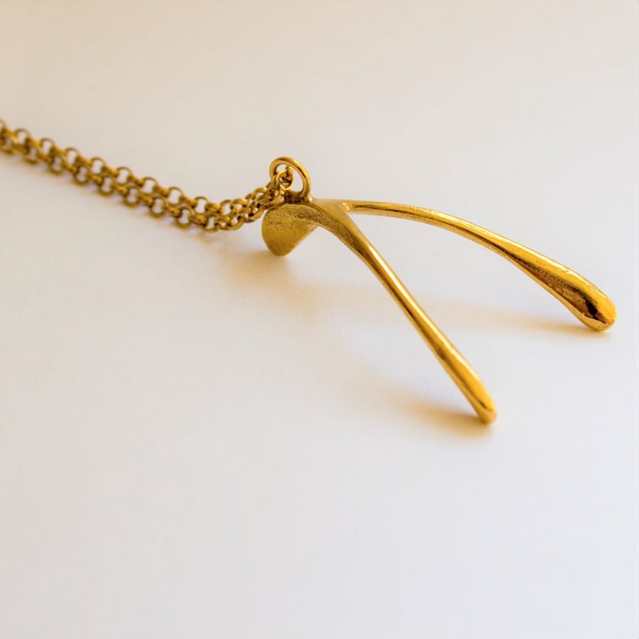 Vermeil, Gold Plated Wishbone, Large