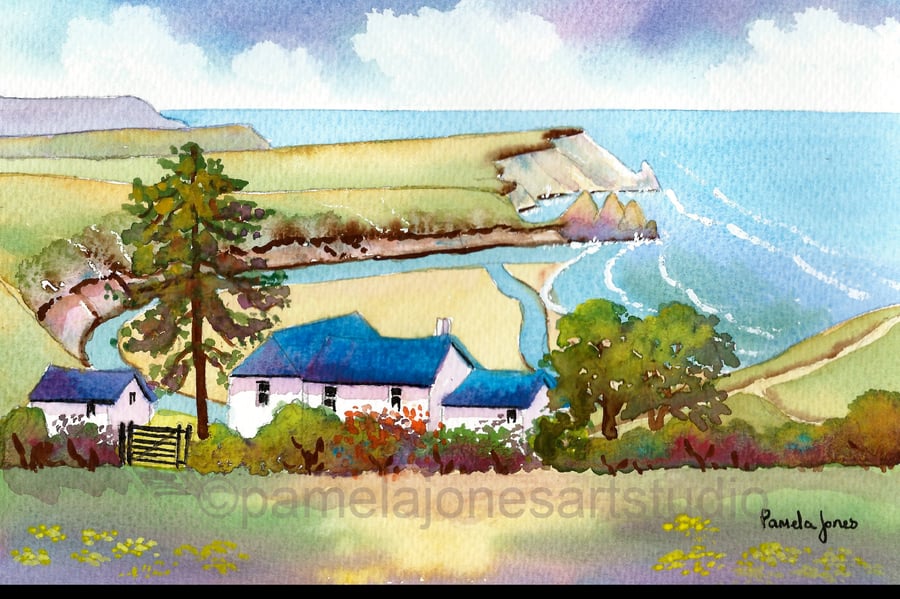 Cottage, Three Cliffs Bay, Gower,South Wales, in 8 x 6 '' Mount