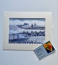 Bothy in the snow, original embroidered textile print - Image 5
