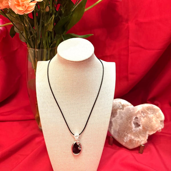 Blue John Fluorite, Silver-Plated Wire Wrapped Pendant