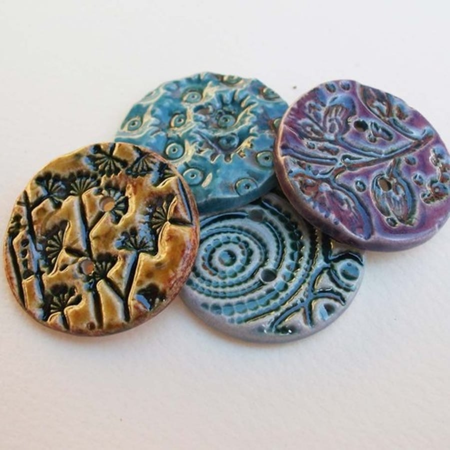 set of four large ceramic buttons