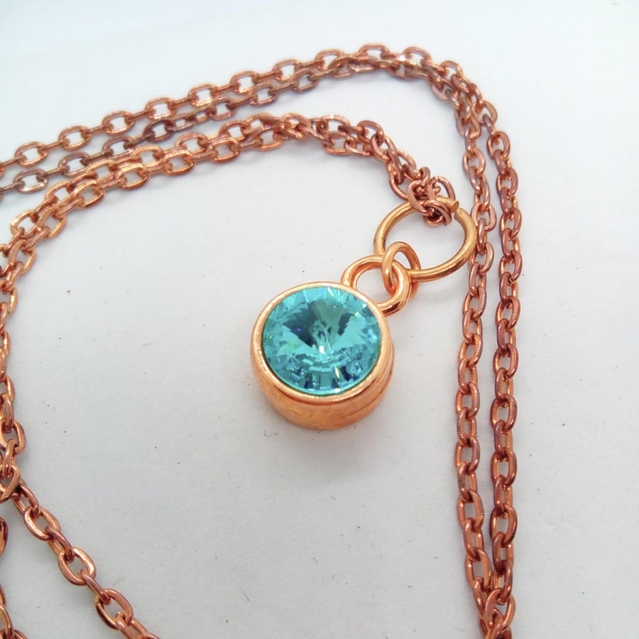 Rose Gold Necklace With A Crystal Birthstone Pendant, Gift for Her, 