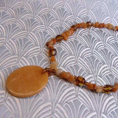 Red Aventurine Necklace, Semi-Precious Stone Necklace, Handmade Necklace ssA2