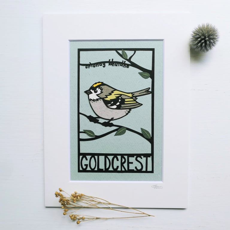 Papercut Goldcrest - Garden Birds - Original Artwork