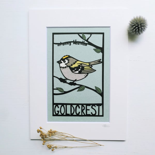 Papercut Goldcrest - Garden Birds - Original Artwork