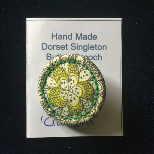 Liberty Print Dorset Singleton Button Brooch, ‘Cranford’, Green