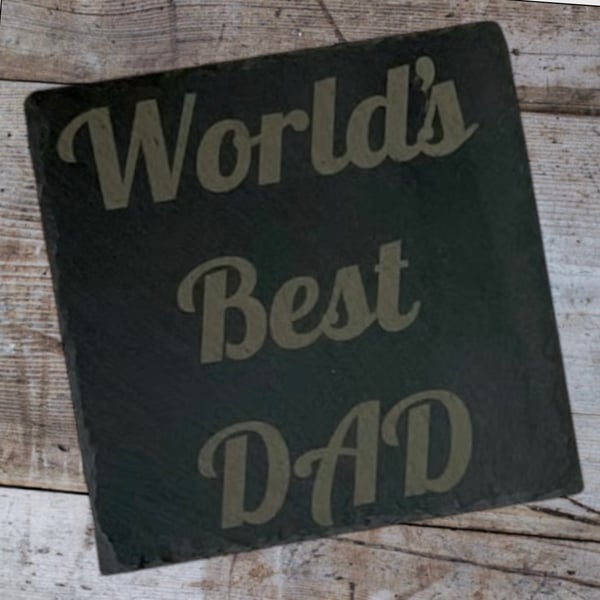 Slate Coaster for Dad. Chose of two designs. Made from reclaimed slate.