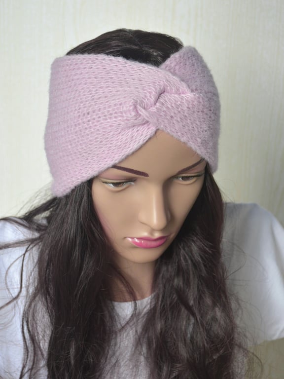 Knitted Headband Earwarmer Soft Alpaca Silk Delicate Pink Letterbox Gift