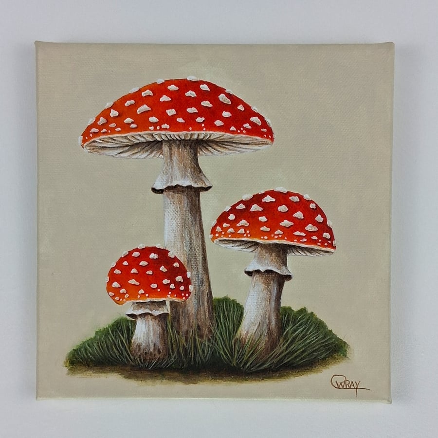 Fly Agaric Mushrooms Acrylic Painting