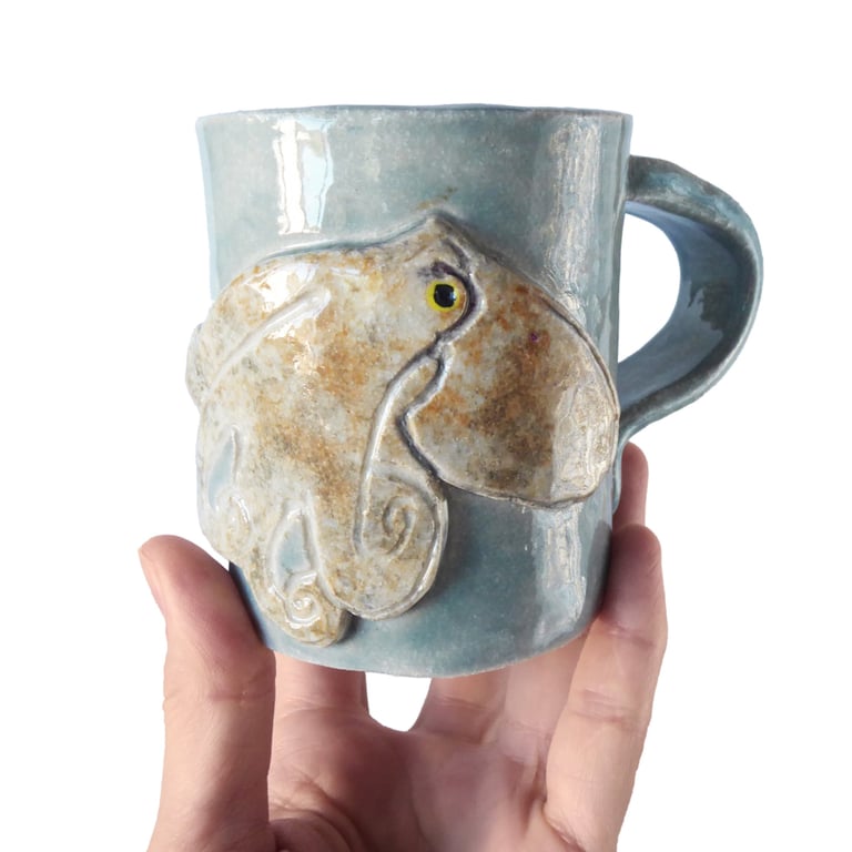 Octopus Stoneware Mug - Hand Built Pottery
