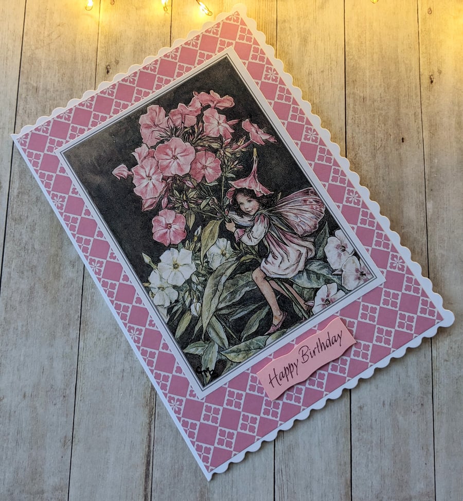 Handmade Flower fairy birthday card.