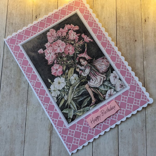 Handmade Flower fairy birthday card.