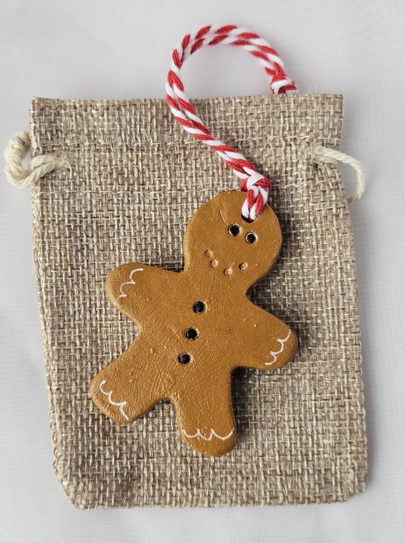 Gingerbread Christmas Ornament – Rustic Tree Decoration, Hand Painted