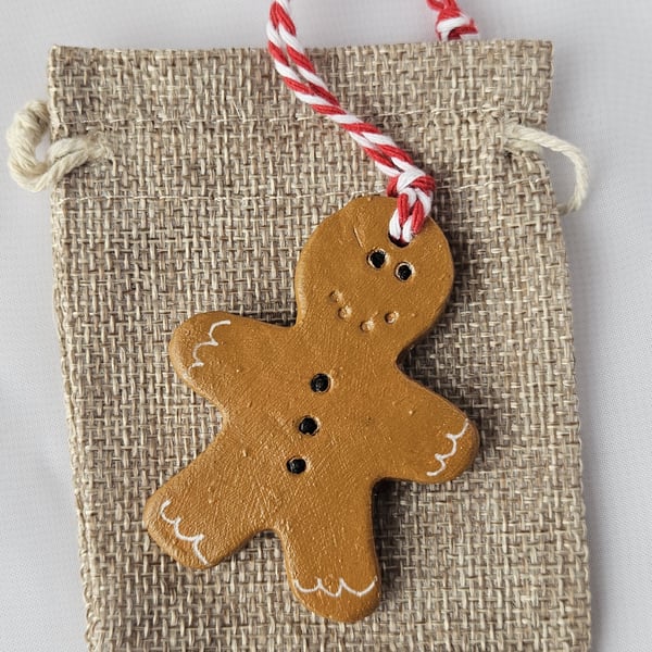 Gingerbread Christmas Ornament – Rustic Tree Decoration, Hand Painted