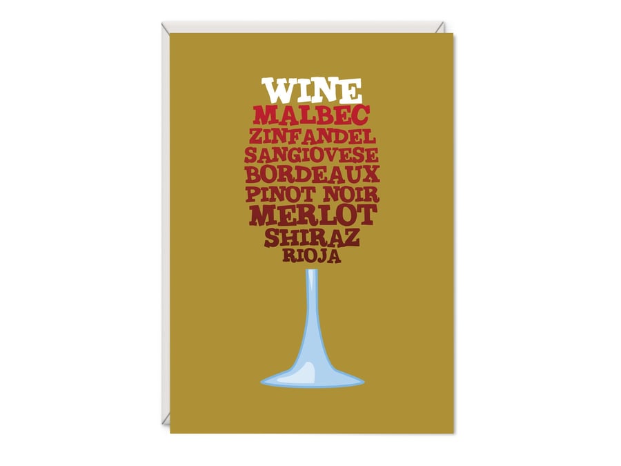 Red Wine Birthday Word Art Card