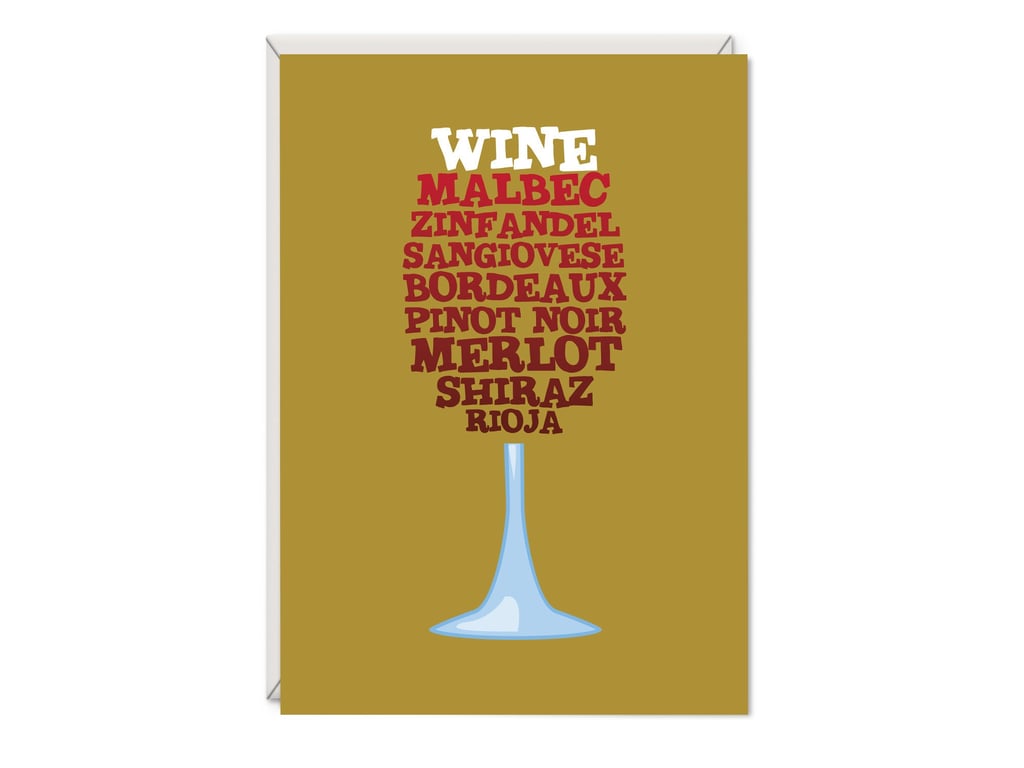 Red Wine Birthday Word Art Card