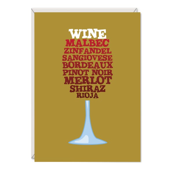 Red Wine Birthday Word Art Card