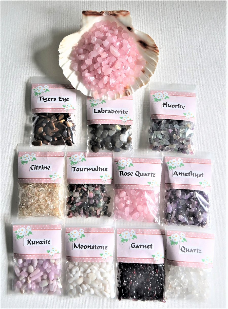 One Bag of Gemstone Chips Undrilled. You Choose the Gemstones. Free UK Postage