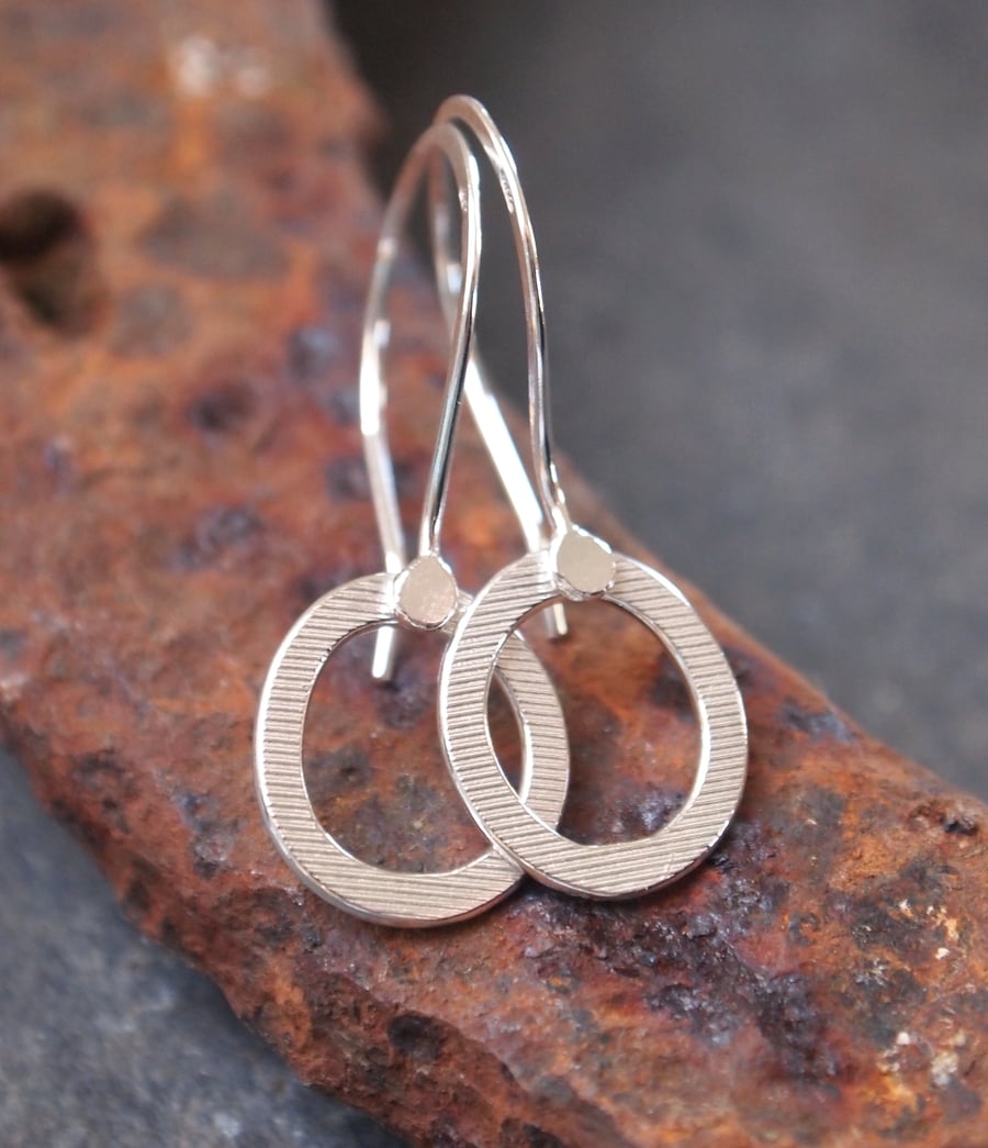 Silver hoop dangle earrings  