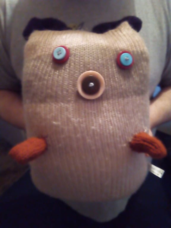 Brown with Blue and Red Eyes Giant Reindeer Knitted By KM