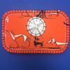 Retro dog fabric ‘whippet’ orange clock