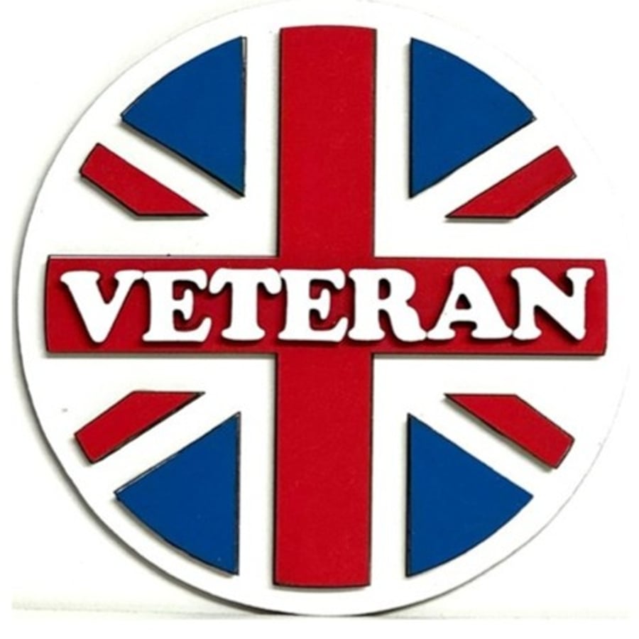 Veterans Union Jack Plaque - Wooden wall hanging - British Forces wall art