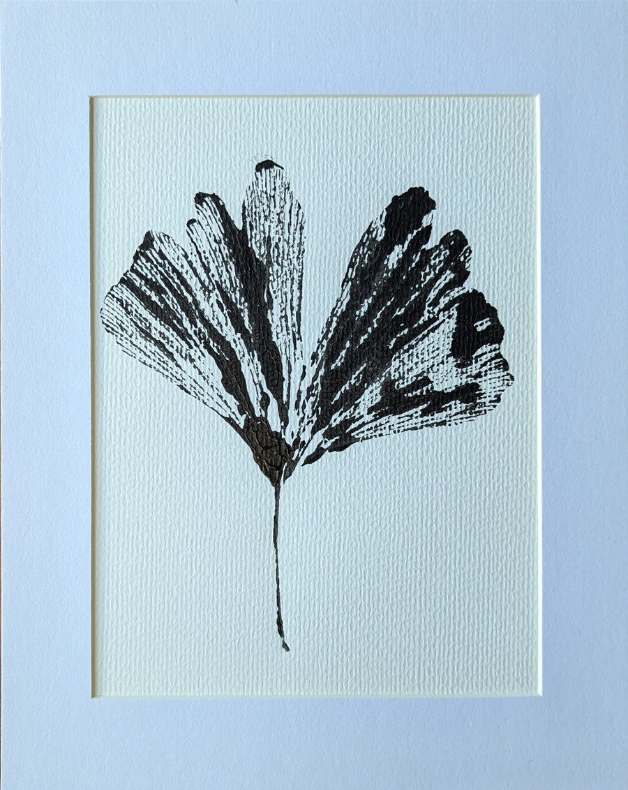 Ginkgo Biloba Leaf Botanical Monoprint 