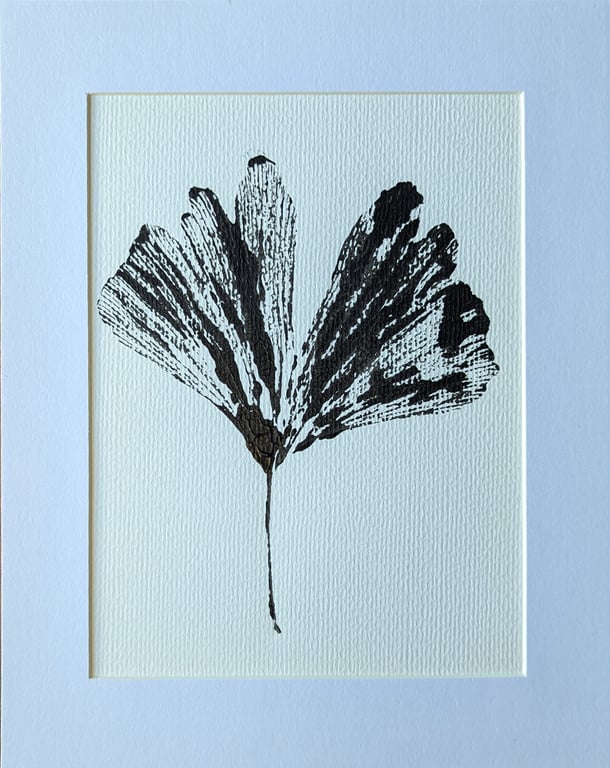 Ginkgo Biloba Leaf Botanical Monoprint 