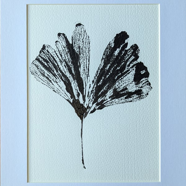 Ginkgo Biloba Leaf Botanical Monoprint 