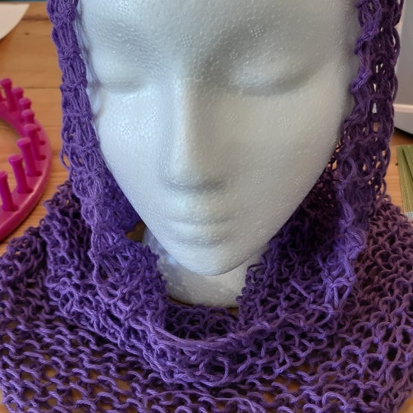 Lacey Knit Snood - Hooded Cowl - Made in the colour of your choice