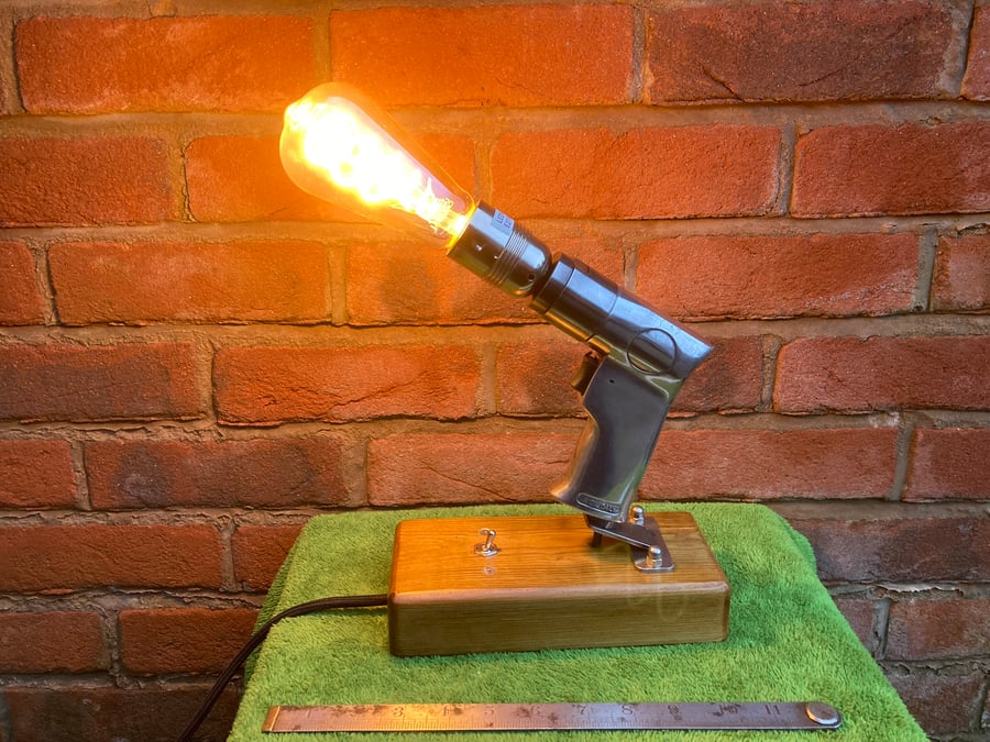 Industrial Table Lamp, made from an Air Powered Drill