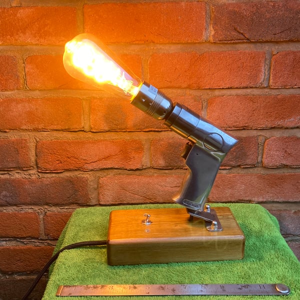 Industrial Table Lamp, made from an Air Powered Drill