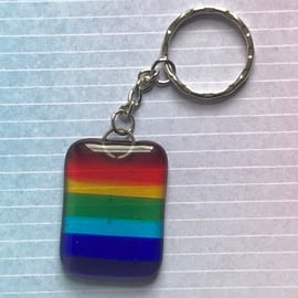 Fused Glass Rainbow Keyring