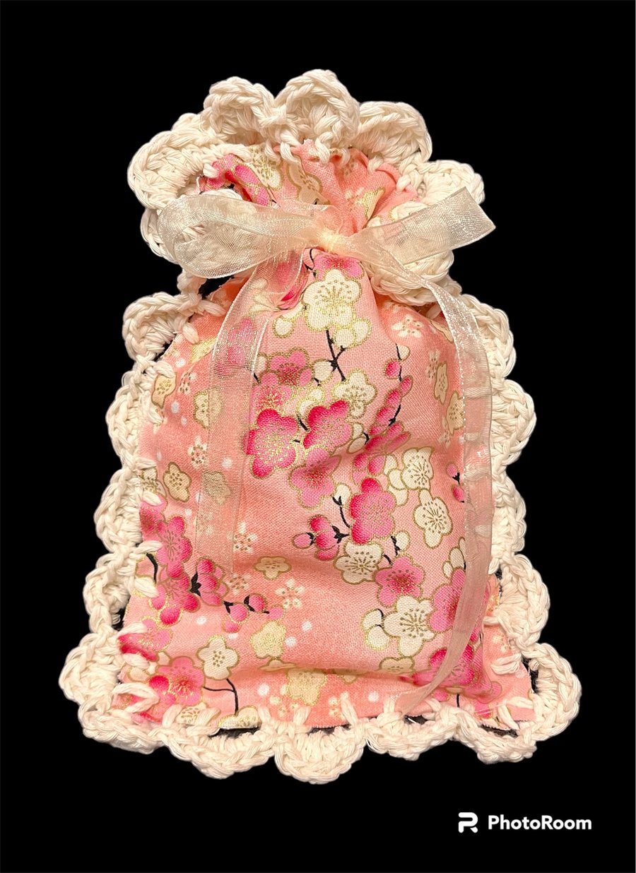 Small Reusable Gift Bag, Gift Bag, Cherry Blossom Gift Bag, Easter Bag