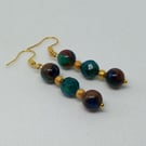 Chrysocolla and Faux Clinquant Earrings