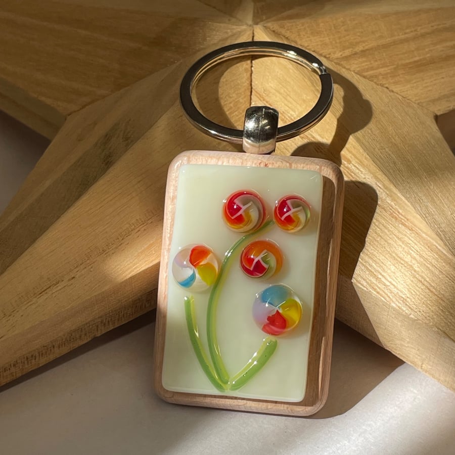Image of Floral twist glass Keyring 