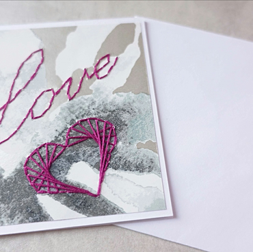 SALE Hand Stitched Love Heart Card