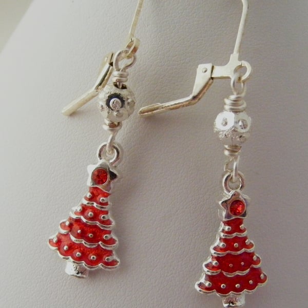 Red Enamel Christmas Earrings